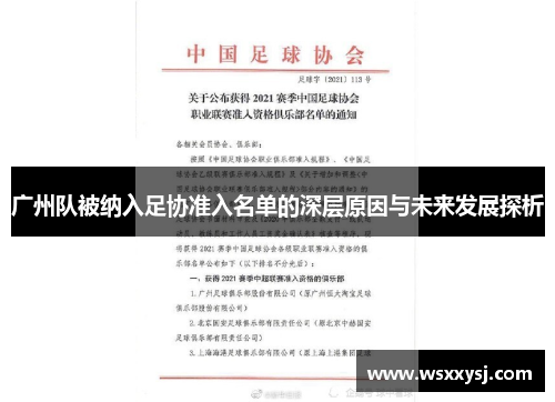 广州队被纳入足协准入名单的深层原因与未来发展探析