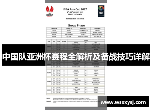 中国队亚洲杯赛程全解析及备战技巧详解 中国队亚洲杯赛程全解析及备战技巧详解
